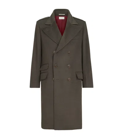 Brunello Cucinelli Virgin Wool Water-resistant Coat In Brown