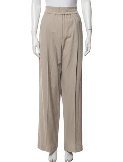 Pre-owned Brunello Cucinelli Virgin Wool Wide Leg Pants W/ Tags In Neutral