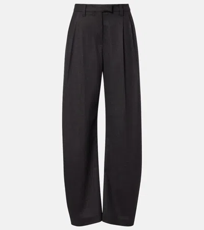 Brunello Cucinelli Virgin Wool Wide-leg Pants In Black