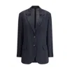 Brunello Cucinelli Women Virgin Wool Blazer In Blue