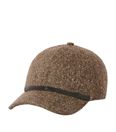 Brunello Cucinelli Virgin Wool-blend Monili Baseball Cap In Brown