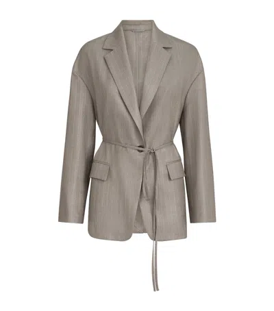Brunello Cucinelli Virgin Wool-blend Pinstripe Monili Blazer