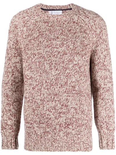 Brunello Cucinelli Virgin Wool-cashmere Chunky-knit Sweater In Red