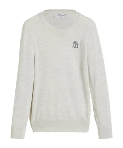Brunello Cucinelli Kids' Virgin Wool-cashmere Jumper In Gray