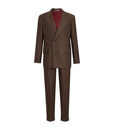 Brunello Cucinelli Virgin Wool-cashmere Leisure Two-piece Suit In Brown