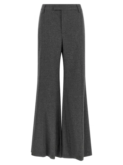 Brunello Cucinelli Virgin Wool-cashmere Wide Flare Trousers In Gray