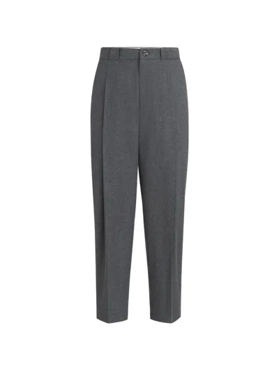 Brunello Cucinelli Virgin Wool-cotton-silk Pleated Trousers In Black