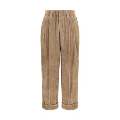 Brunello Cucinelli Viscose And Cashmere Corduroy Trousers In Animal Print