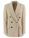 Brunello Cucinelli Double-breasted Bead-embellished Cotton Blazer In Ivory