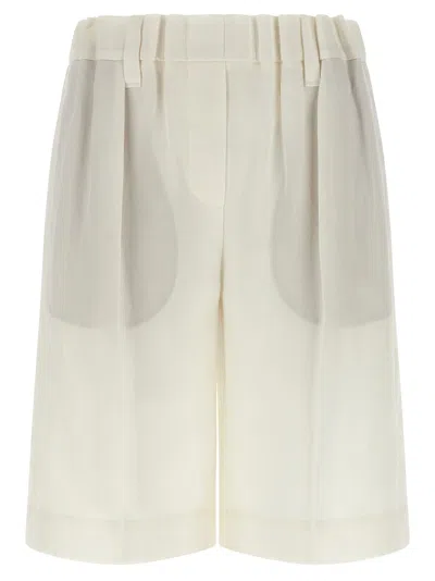 Brunello Cucinelli Viscose And Linen Bermuda Shorts Bermuda And Short White In Neutral