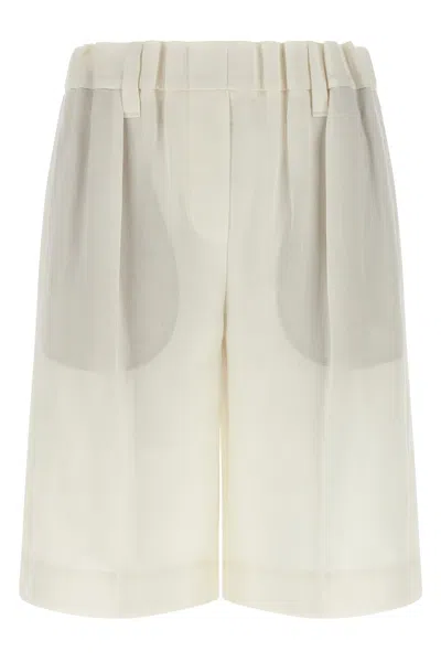 BRUNELLO CUCINELLI VISCOSE AND LINEN BERMUDA SHORTS