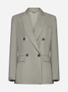 BRUNELLO CUCINELLI VISCOSE AND LINEN DOUBLE-BREASTED BLAZER