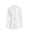 Brunello Cucinelli Viscose And Linen Fluid Twill Blazer With Monili In White