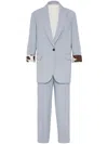 BRUNELLO CUCINELLI VISCOSE AND LINEN FLUID TWILL MATCHING SET WITH MON