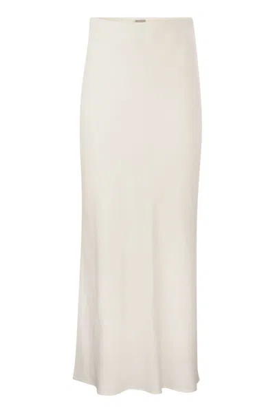 Brunello Cucinelli Viscose And Linen Long Pencil Skirt In White