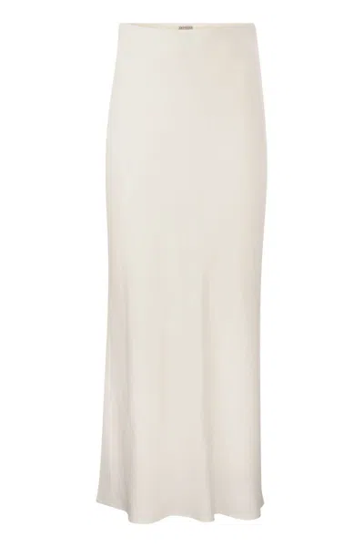 Brunello Cucinelli Viscose And Linen Long Pencil Skirt In Natural