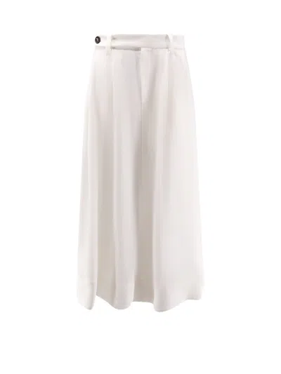 Brunello Cucinelli Viscose And Linen Skirt In Neutral