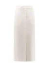 BRUNELLO CUCINELLI VISCOSE AND LINEN SKIRT WITH FRONTAL AND BACK SLIT