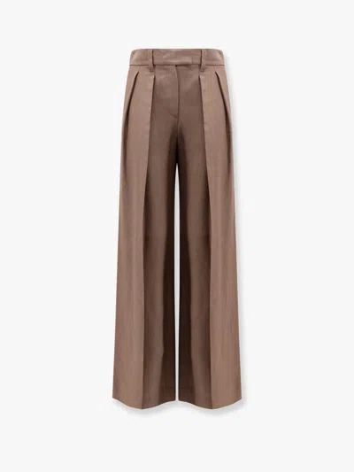 BRUNELLO CUCINELLI VISCOSE AND LINEN TROUSER WITH FRONTAL PINCES