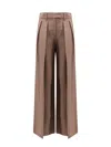 Brunello Cucinelli Viscose And Linen Trouser With Frontal Pinces In Brown
