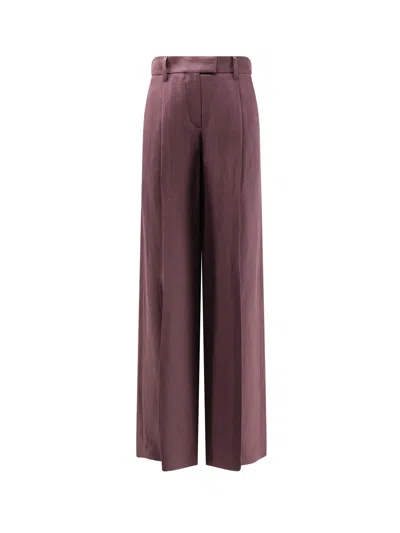 Brunello Cucinelli Viscose And Linen Trousers In Purple