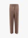 Brunello Cucinelli Viscose And Linen Trousers With Ton-sur-ton Lateral Band In Brown