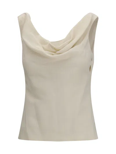 Brunello Cucinelli Viscose And Linen Twill Tank Top In White