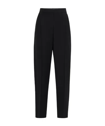 Brunello Cucinelli Viscose And Virgin-wool Tuxedo Trousers In Black