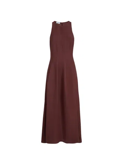Brunello Cucinelli Viscose Eco Linen Dress In Brown
