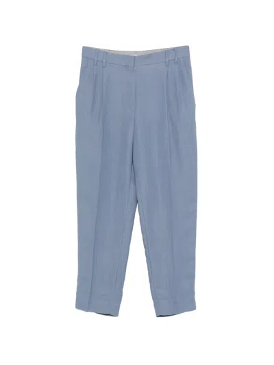 Brunello Cucinelli Viscose Linen Cotton Pants In Blue