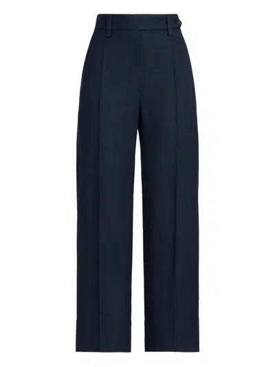 Brunello Cucinelli Viscose Linen Trousers In Blue