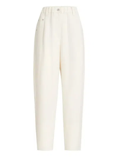 Brunello Cucinelli Viscose Linen Trousers In White