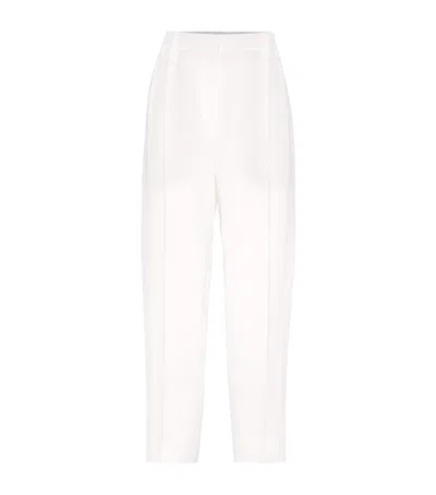 Brunello Cucinelli Viscose-linen Twill Tapered Trousers In White