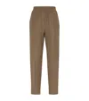 Brunello Cucinelli Brown Linen Blend Trousers In Brown
