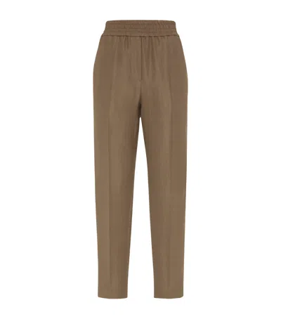BRUNELLO CUCINELLI VISCOSE-LINEN TWILL TROUSERS