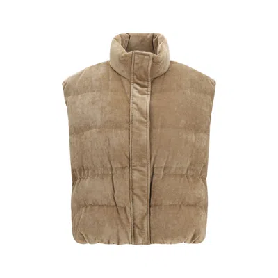 Brunello Cucinelli Viscose Padded Vest In Neutral