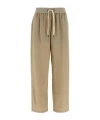 Brunello Cucinelli Wrinkled Viscose Trousers With Adjustable Drawstring In Neutral