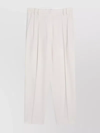 Brunello Cucinelli Viscose Trousers Featuring Pleated Design In White