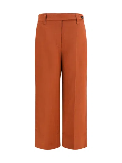 Brunello Cucinelli Viscose-linen Trousers In Orange