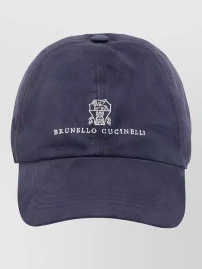 Brunello Cucinelli Visor Cap Chu16 Curved Brim Design In Blue