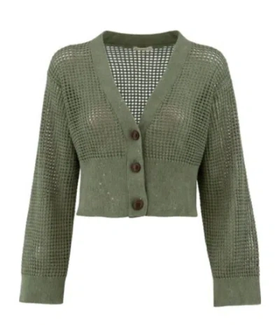 Brunello Cucinelli V-neck Buttoned Cardigan In Green