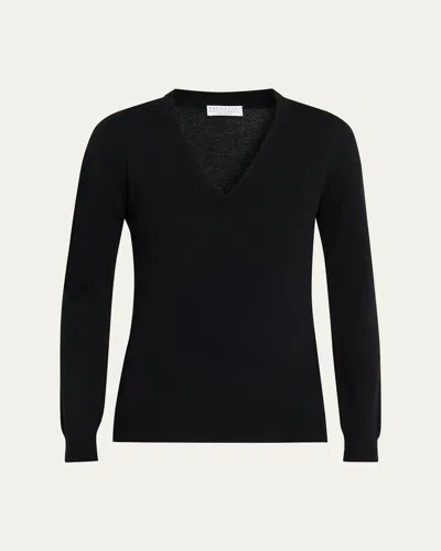 Brunello Cucinelli V-neck Cashmere Sweater In Black