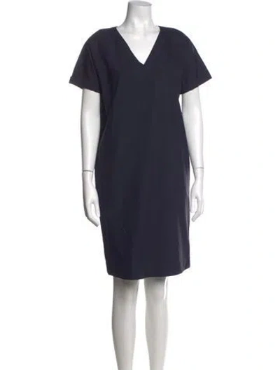 Pre-owned Brunello Cucinelli V-neck Knee-length Dress In Blue