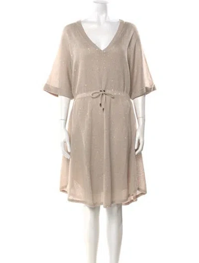 Pre-owned Brunello Cucinelli V-neck Knee-length Dress In Neutral