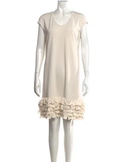 Pre-owned Brunello Cucinelli V-neck Knee-length Dress In Neutrals