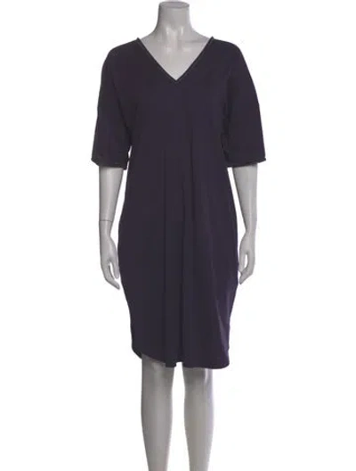 Pre-owned Brunello Cucinelli V-neck Knee-length Dress In Purple