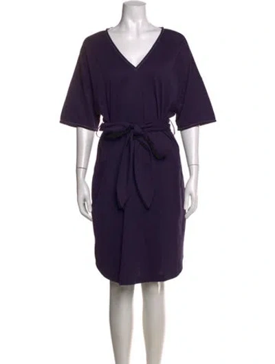 Pre-owned Brunello Cucinelli V-neck Knee-length Dress In Purple