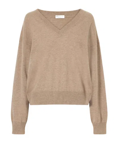 Brunello Cucinelli V-neck Knitwear In Brown
