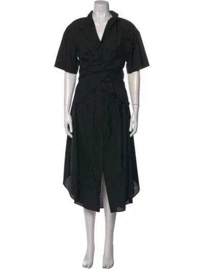 Pre-owned Brunello Cucinelli V-neck Long Dress In Black
