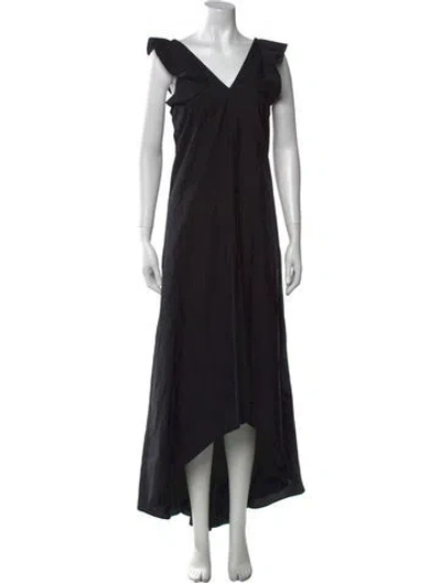 Pre-owned Brunello Cucinelli V-neck Long Dress In Black